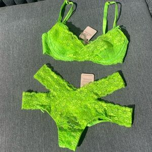 Agent Provocateur Neon Green Lace Bralette & Panties Set